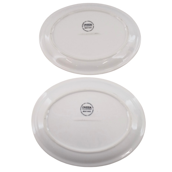 Oneida Bright White Oval Ceramic Serving Platters 11.5" Set of 2 Microwave Safe - Picture 3 of 6